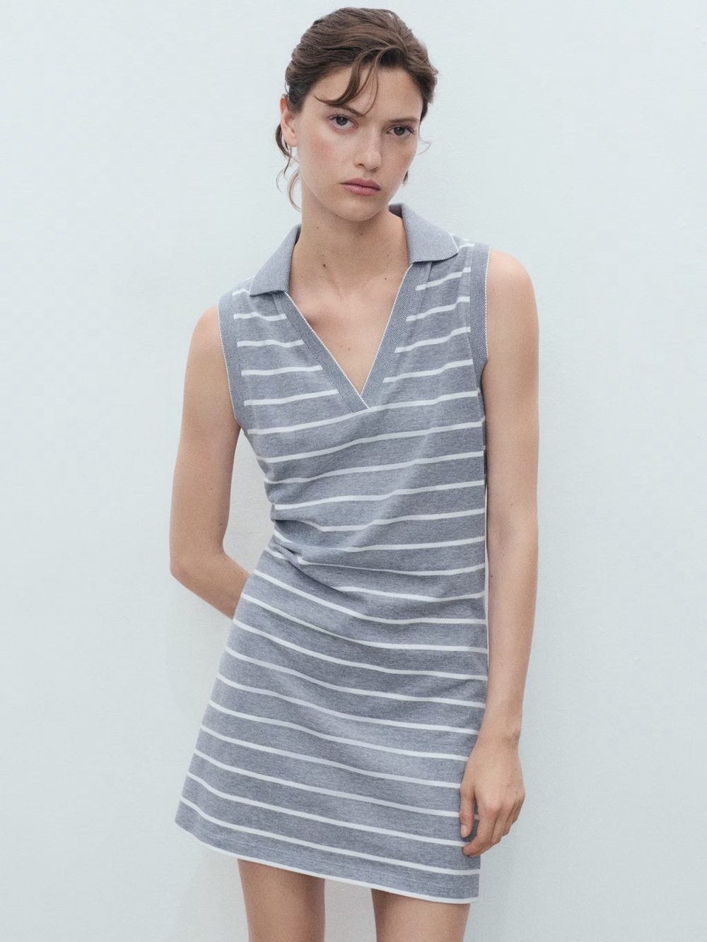 Mango Blue polo-style strappy dress NWT